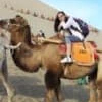 A woman riding a camel