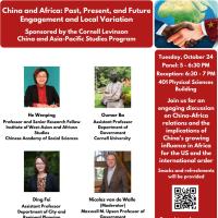 "China and Africa: Past, Present, and Future. Engagement and Local Variation."