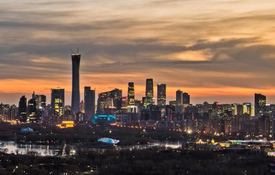 Beijing skyline at sunset