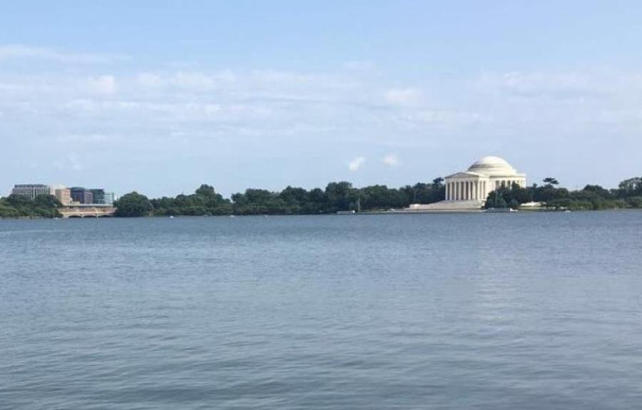 Pictured: The Jefferson Memorial across the Tidal Basin. 